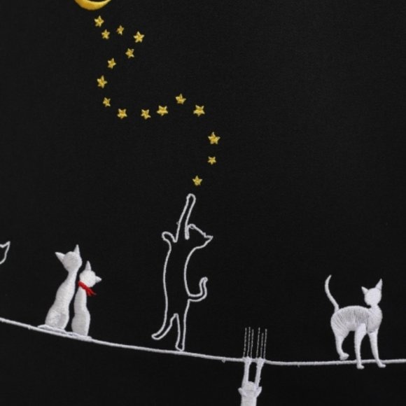 Small NWT Embroidered Cat Skirt Retro Dark Academia ModCloth lk Miss Patina - Picture 3 of 8